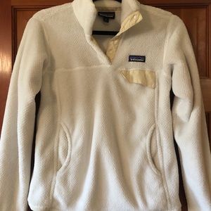 White Patagonia Re-Tool Snap Fleece Pullover